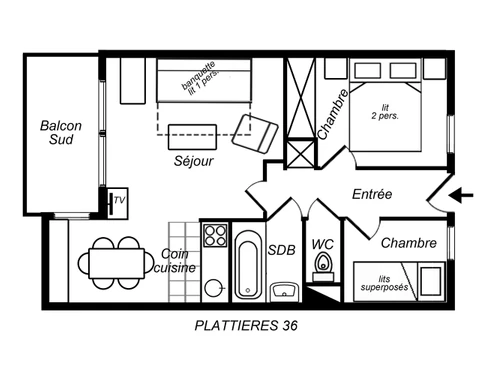 Apartamento Méribel, 1 dormitorio, 6 personas - photo_8088057227
