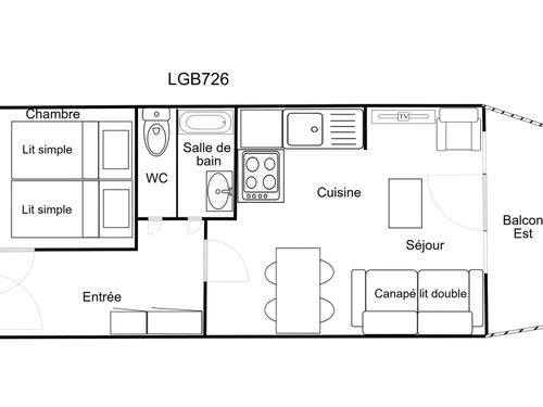Apartamento La Tania, 1 dormitorio, 4 personas - photo_17684429919