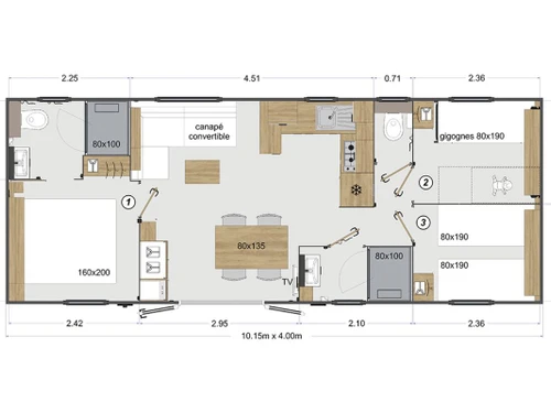 Camping La Faute-sur-Mer, 3 Schlafzimmer, 6 Personen - photo_1012166763359